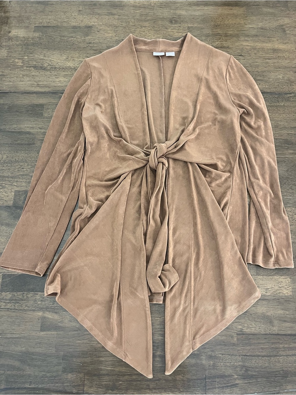 Chico's Travelers Brown Open-Front Draped Cardigan Womens Size 1 or 10